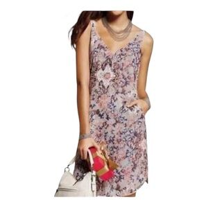 CAbi Fresco Slip Dress Pastel Purple Abstract Print Spring Boho Pockets Size XS
